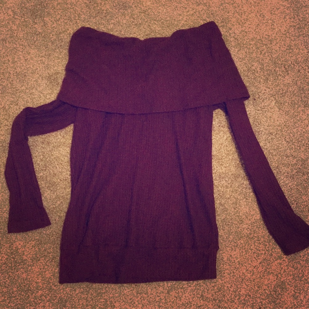 off shoulder burgundy sweater